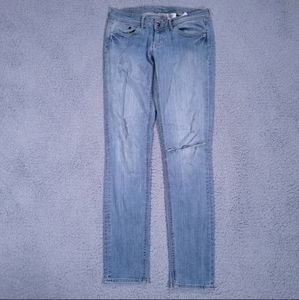 HM Jeans Womens Size 28 Super Skinny Distressed Low Waist Zip Closure Inseam 30